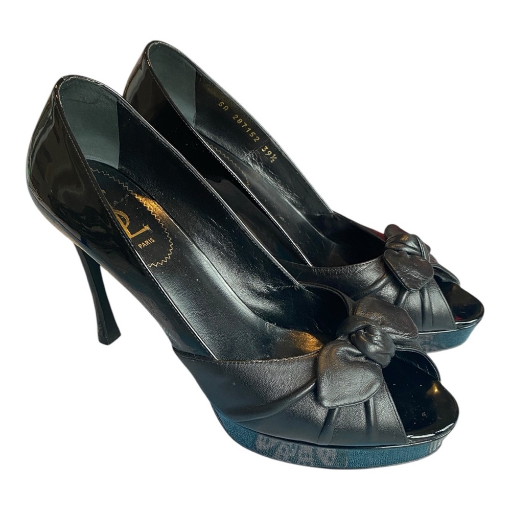 Yves Saint Laurent black Leather Platform Pumps Heels Size EU 39.5 US 8.5